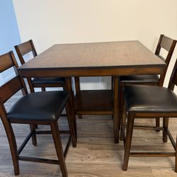 5 Piece Dark Brown Counter Height Dining Set