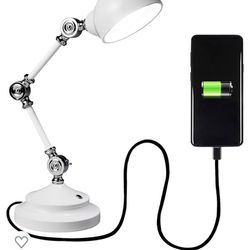 OttLite Revive LED Desk Lamp, White - 3 Brightness Settings, Touch Activated Controls, Three Adjustable Knobs, USB Charging Port, ClearSun LED Technol