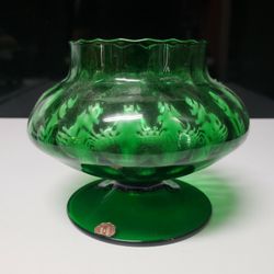 Vintage Empoli Italian Green Footed Compote Candy Jar 