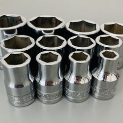 Snap-on 13 pc 1/2" Drive 6-Point SAE Shallow Socket Set (3/8-1-1/8”)