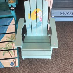 Child’s Wooden Adiron Deck Chair With Mermaid
