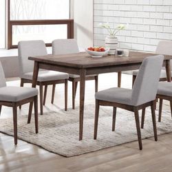 Brown Dining Table Set With 6 Chairs 