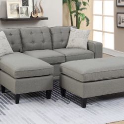 3 PCs  Sectional  Set   Light  Grey 