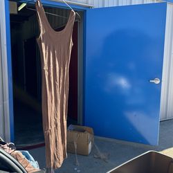 Chocolate Ribbed Long Dress