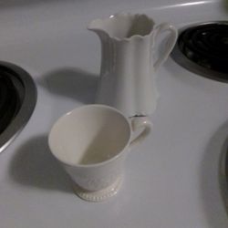 One French HandG Creamer And One Wedgewood Patrician Miniature Tea Cup