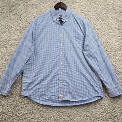 Vineyard Vines Shirt Mens XL Blue Gingham Plaid Performance Classic Fit Murray 