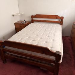 Full Size Wood Bed Frame and Mattress 