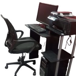 Computer, Monitor, Printer /fax Machine, Chair