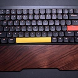 Nuphy Air75 V2 Keyboard With Walnut Wrist Rest. Comes With Red Silent And Brown Switches