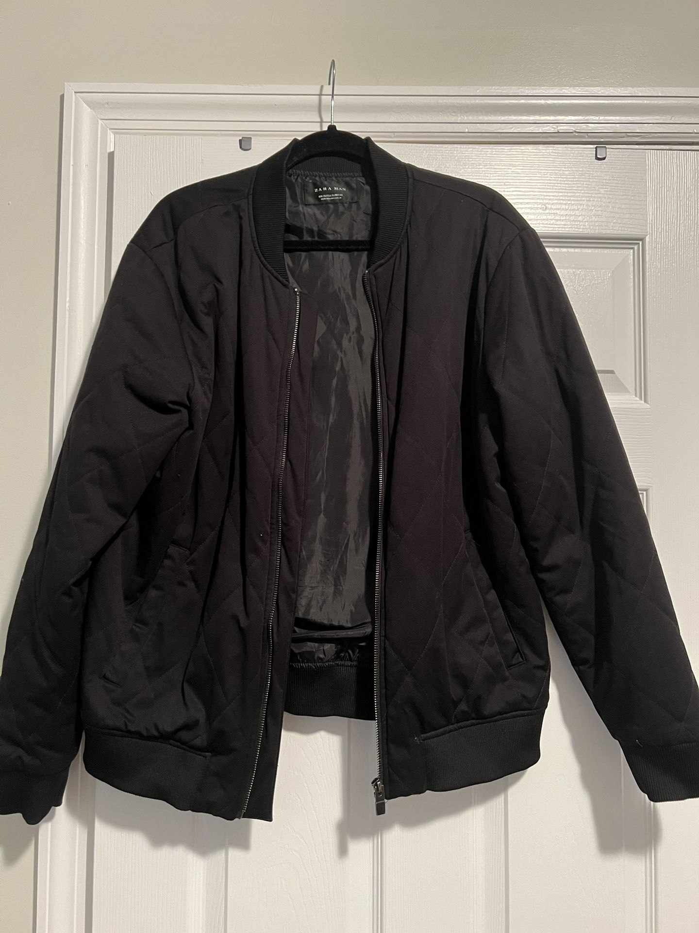 Zara Man Black Bomber Jacket Size XL