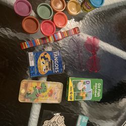 Bag Of Misc Toys Kids Play doh Cards Craft Puzzle 