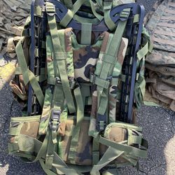 US Army Woodland Camo Molle Ruck With Rate Patrol Pack