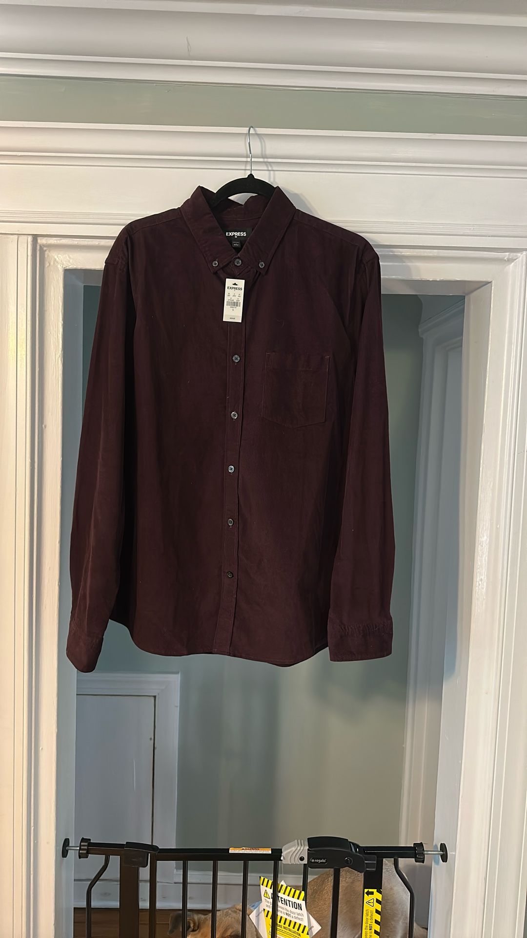 EXPRESS MENS MAROON CORDUROY SHIRT