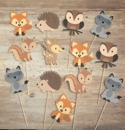 Woodland theme cupcake toppers