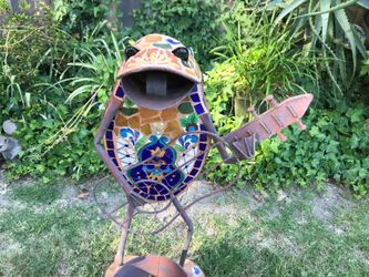 Yard Art Whimsical Frog with Guitar Metal/Mosaic w/Planter…heavy