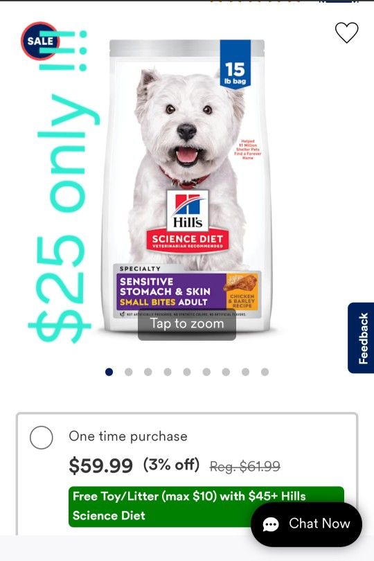 15lb Hills Science Diet For Smaller Dogs