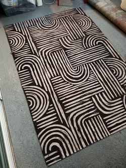 Outdoor Area Rug Nordic Print Black/Beige  4x6
