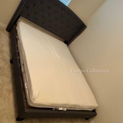 Full Bed Frame, Gray Bed Frame, Bedroom