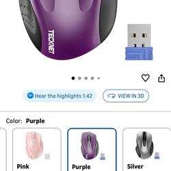 TECKNET Wireless Mouse, 2.4G Ergonomic Optical Mouse, Computer Mouse for Laptop, PC, Computer, Chromebook, Notebook, 6 Buttons, 24 Months Battery Life