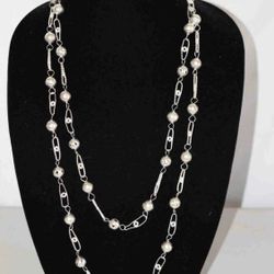 Vintage Artisan Made Silver Beaded Necklace