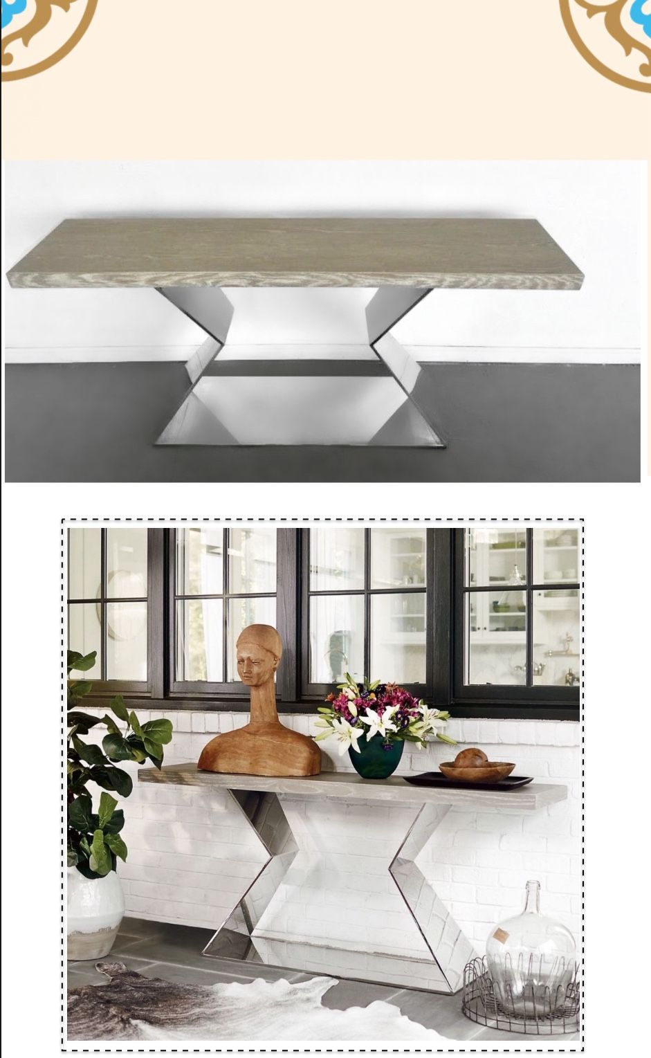 Luxury Eloquence Coastal Grey Console Table 72 Inch