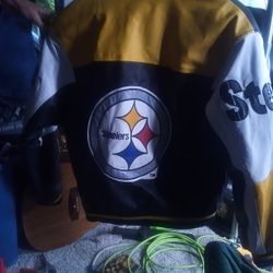 Vintage Steelers Leather Jacket,Excellent Condition,G&H,With Carl Banks
