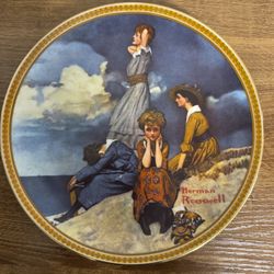 Waiting On The Shore By Norman Rockwell 8.5” Decorative Dinner Plates Art Fine China Display Food Made In Virginia USA