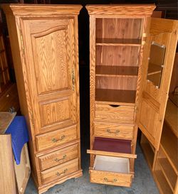 American Heirloom Oak Storage Tower Cabinets