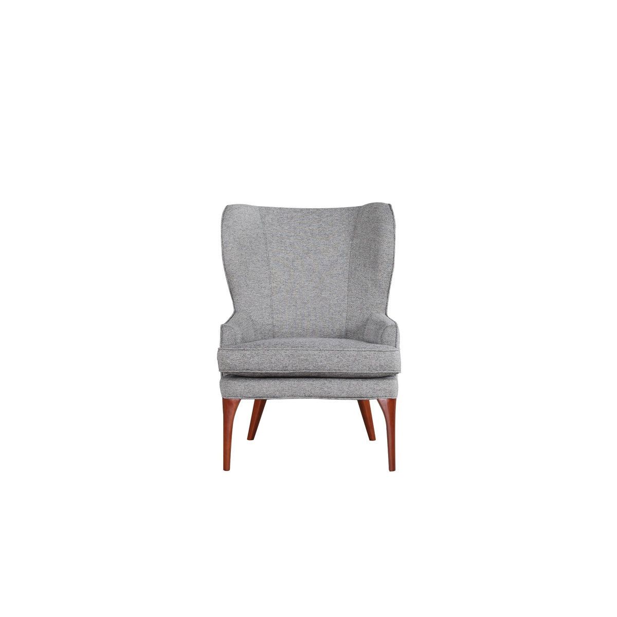 Wingback Chair – 34” Wide Modern Accent Chair, Grey Gray Upholstery, Tapered Wood Legs, Cozy & Stylish