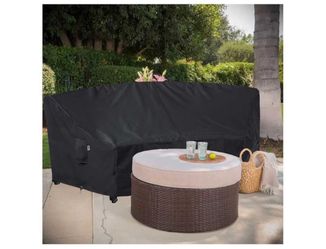 Curved Patio Furniture Cover for Outdoor Sectional Sofa, 96"(65") Reinforced Waterproof 600D Patio Sectional Couch Cover, Lawn Outside Garden Furnitur