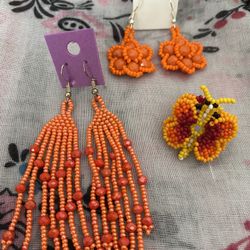 Beautiful Mexican 2 Earrings pairs And Ring 3 Pieces 