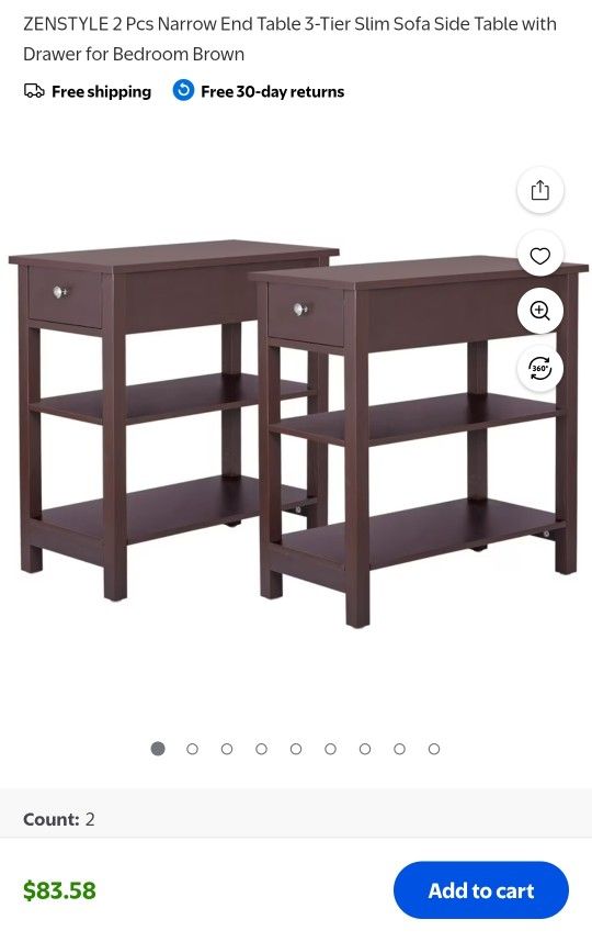Narrow End Tables 3-Tier (2-Pack)