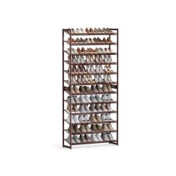 Shoe Rack, 12-Tier Shoe Organizer, Metal Rack for Garage, Set of 2, 6-Tier Stackable Shelf, with Adjustable Flat or Angled Shelves, Holds 48-60 Pairs,