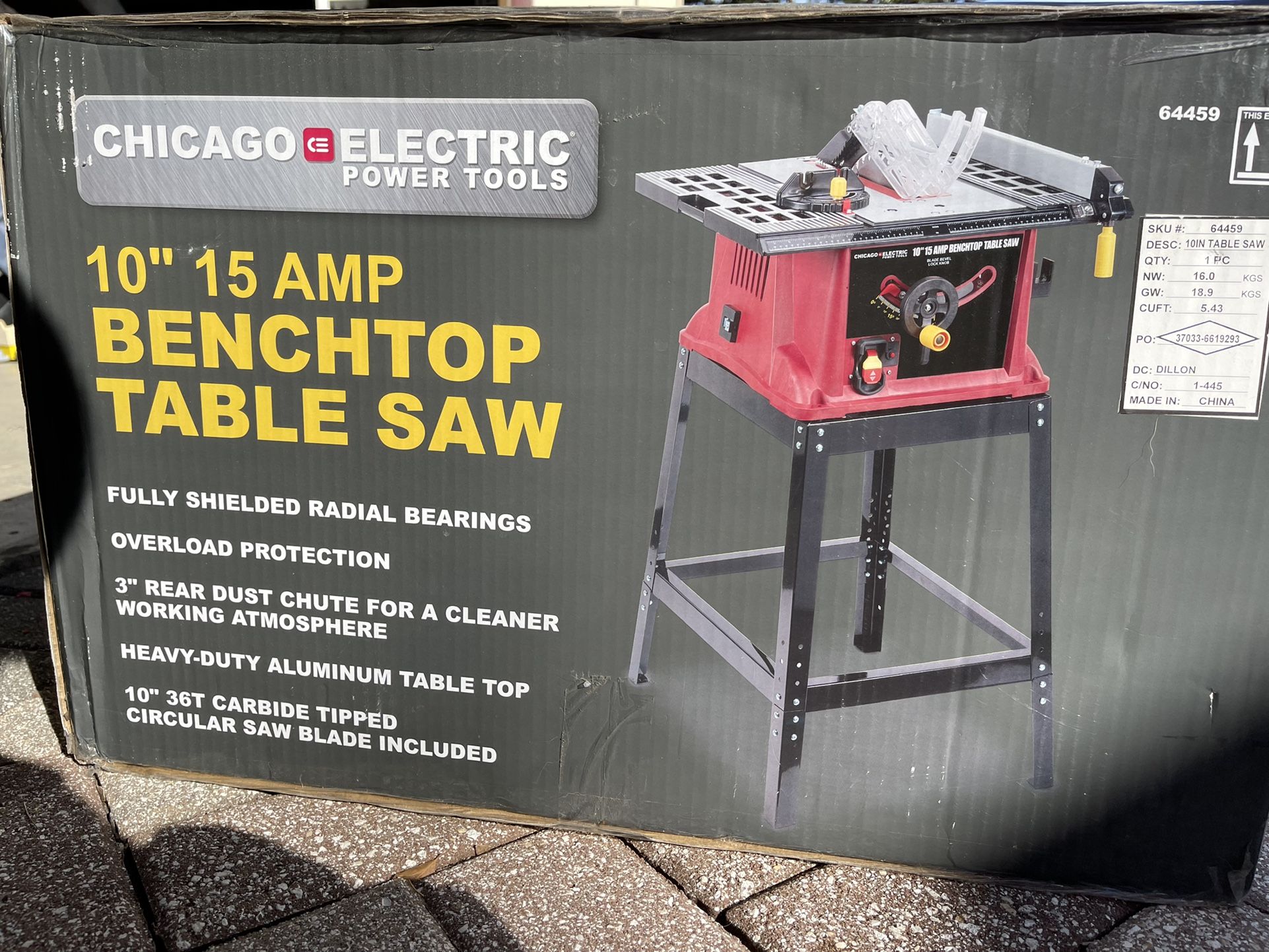 BRNAND NEW In Box Chicago electric Power Tools 10” 15 Amp bench top Table saw