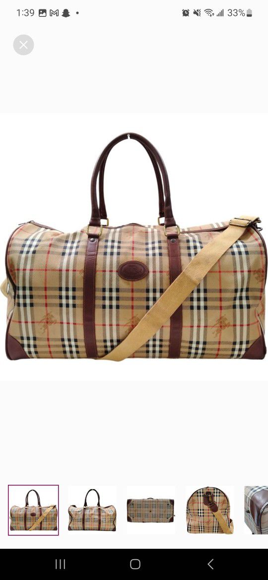 Burberry Large Travel Bag Beige PVC (Authentic)