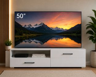 TV Stand for Up to 50" TV Only | Modern White Media Console