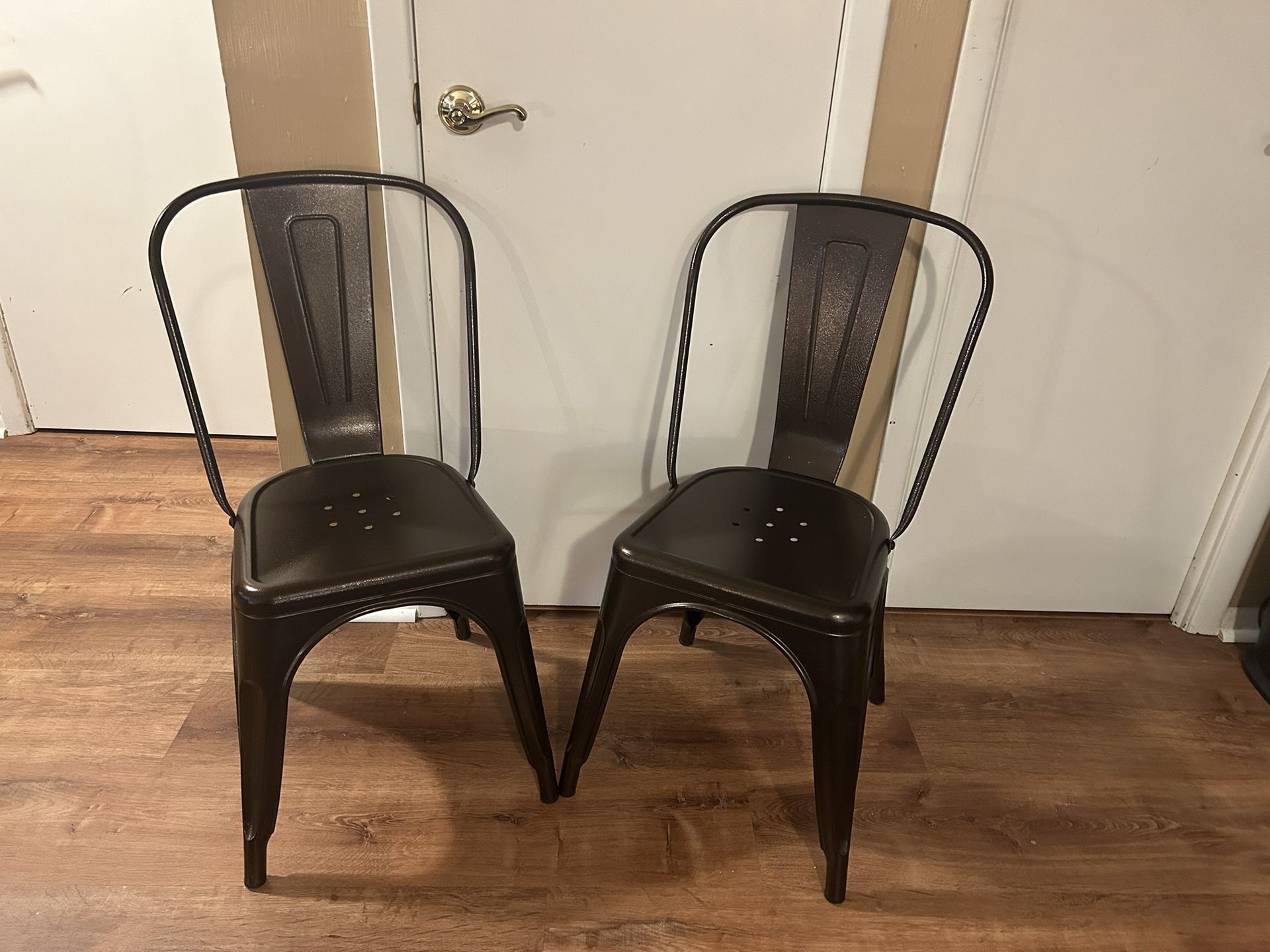 Set Of Brown Metal Chairs