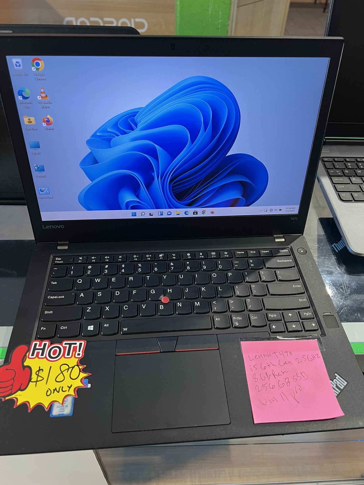 Lenovo Thinkpad T470 14” Intel Core i5-6300U @2.50GHz, 8GB RAM, 256gb SSD, Backit,Finger Print , Windows 11 , Charger.
