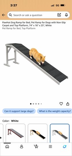 PawHut Dog Ramp for Bed, Pet Ramp for Dogs with Non-Slip Carpet and Top Platform,