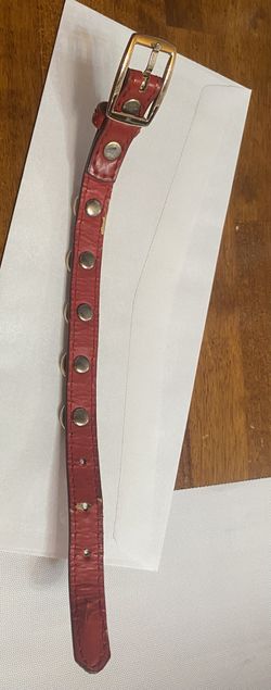 Vintage Red Leather Bracelet Gold Studs