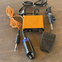 Tattoo Machine Kit W/ Power Supply, Machine, Pedal And Clip Cord