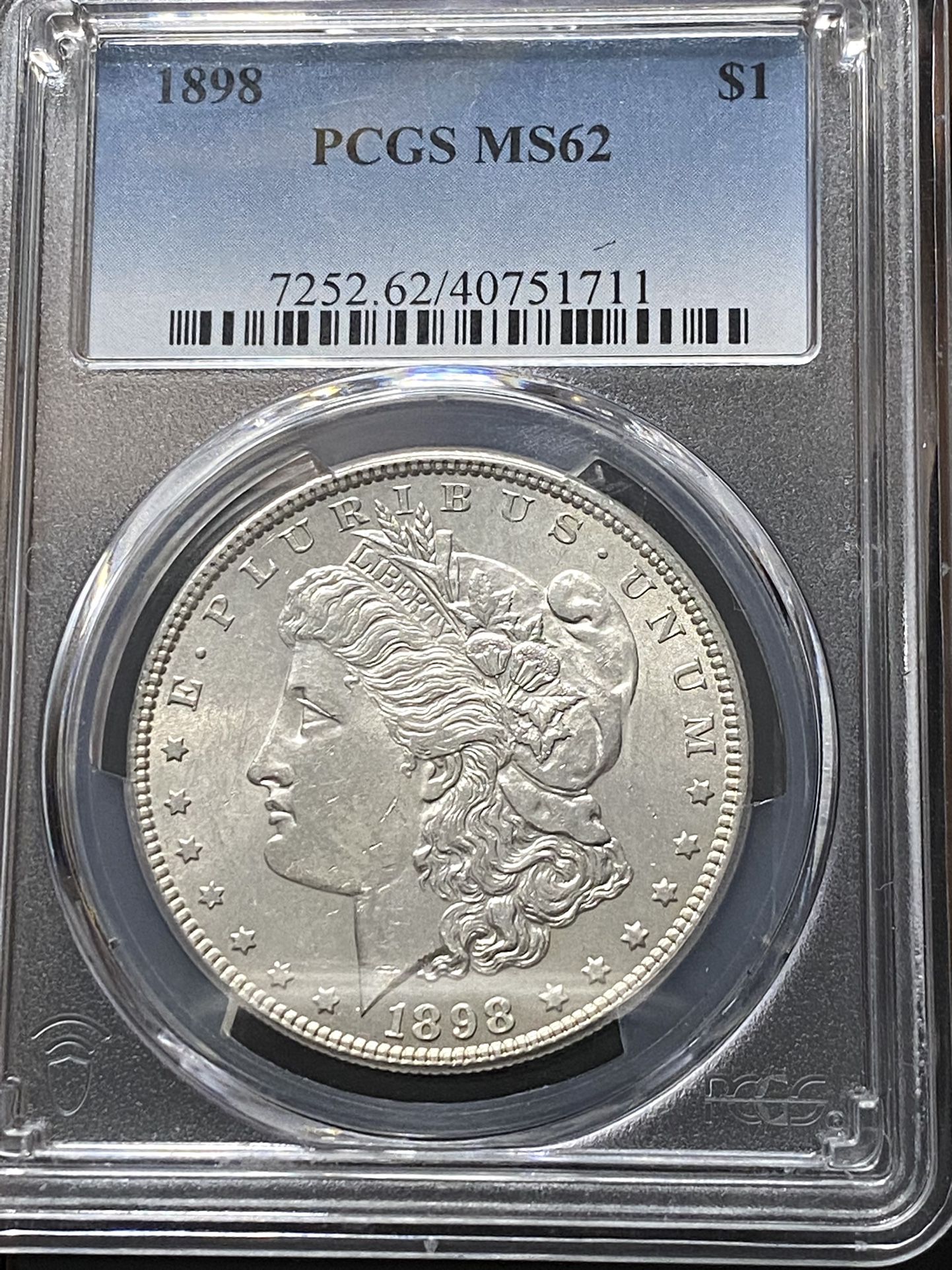 1898 Morgan Silver Dollar: PCGS MS62