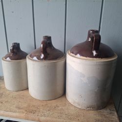3 Vintage Moonshine/Whiskey Jugs