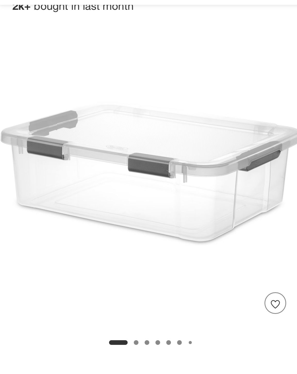 Sterilite 40 Qt. Hinged Lid Clear Storage 6 pc