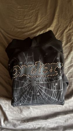 Sp5der Rhinestone Punk V2 Black M Hoodie