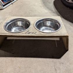 Raised Dog Bowls - Wood & Stainless Steel 