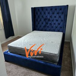 QUEEN MATTRESS WITH BOX SPRING 2PC. BED FRAME ISN'T AVAILABLE.