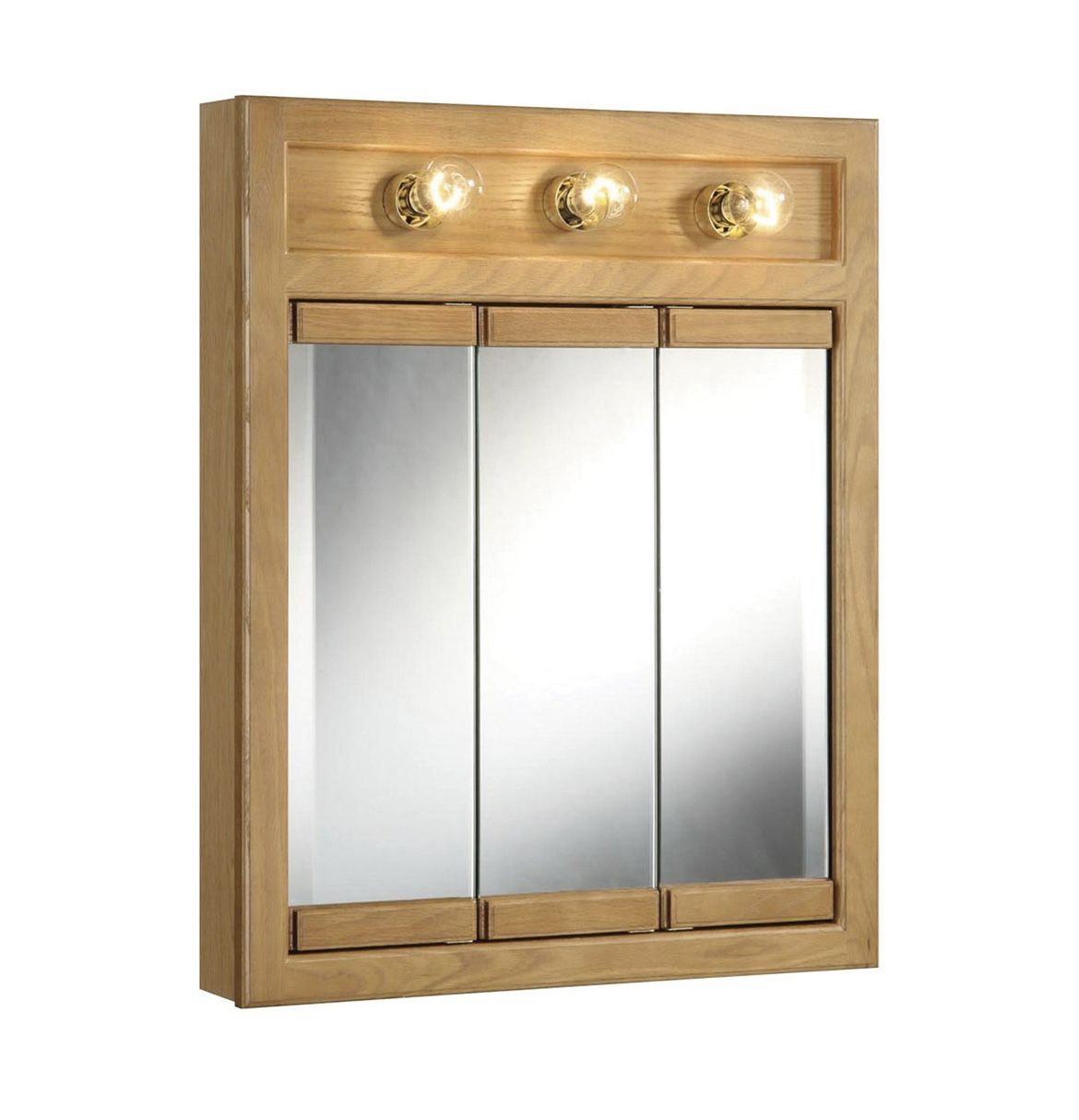 Design House 530592-NOK Richland 24 inches W x 5 inches D x 30 inches H Assembled Framed 3-Light Tri-View Surface-Mount Bathroom Medicine Cabinet Mirr