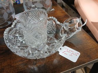 Serving dish and glass
