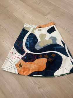 Abstract Print A-Line Midi Skirt
